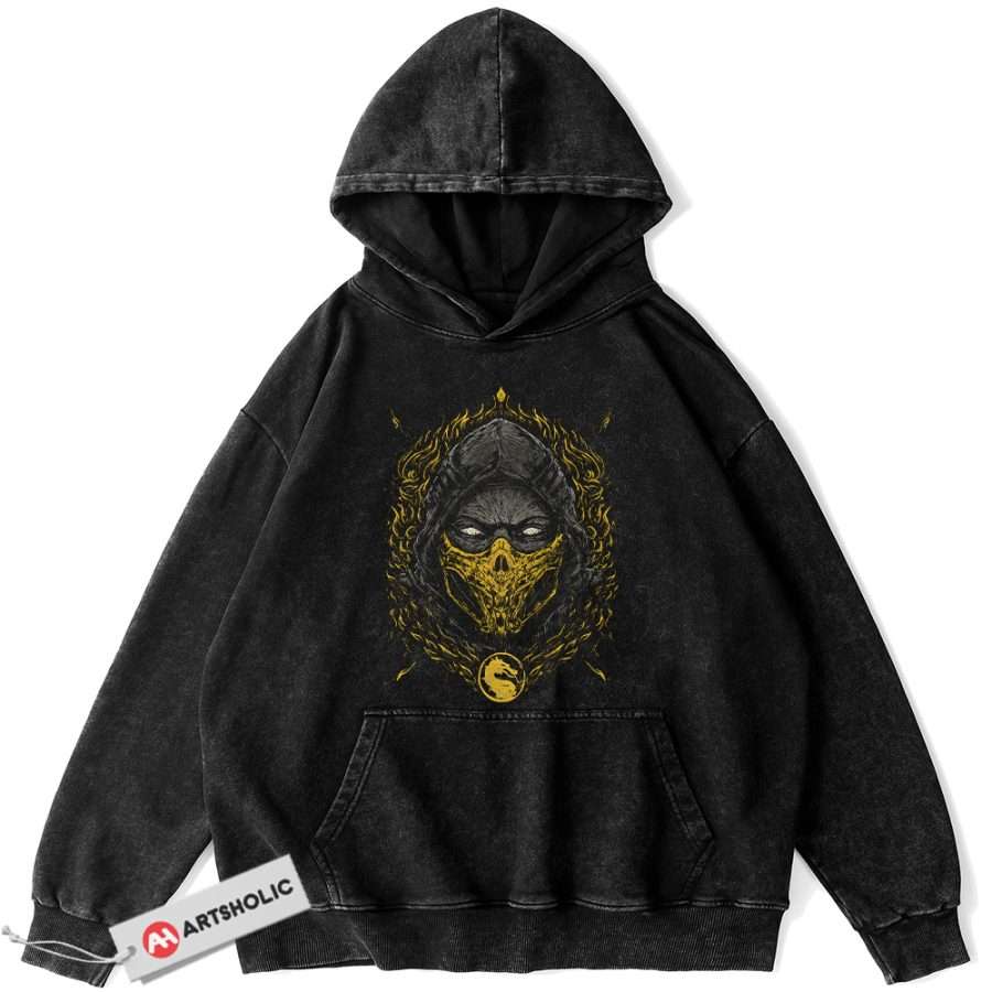 Alternative view of Scorpion Hoodie, Mortal Kombat Hoodie, Game Hoodie, Vintage Hoodie