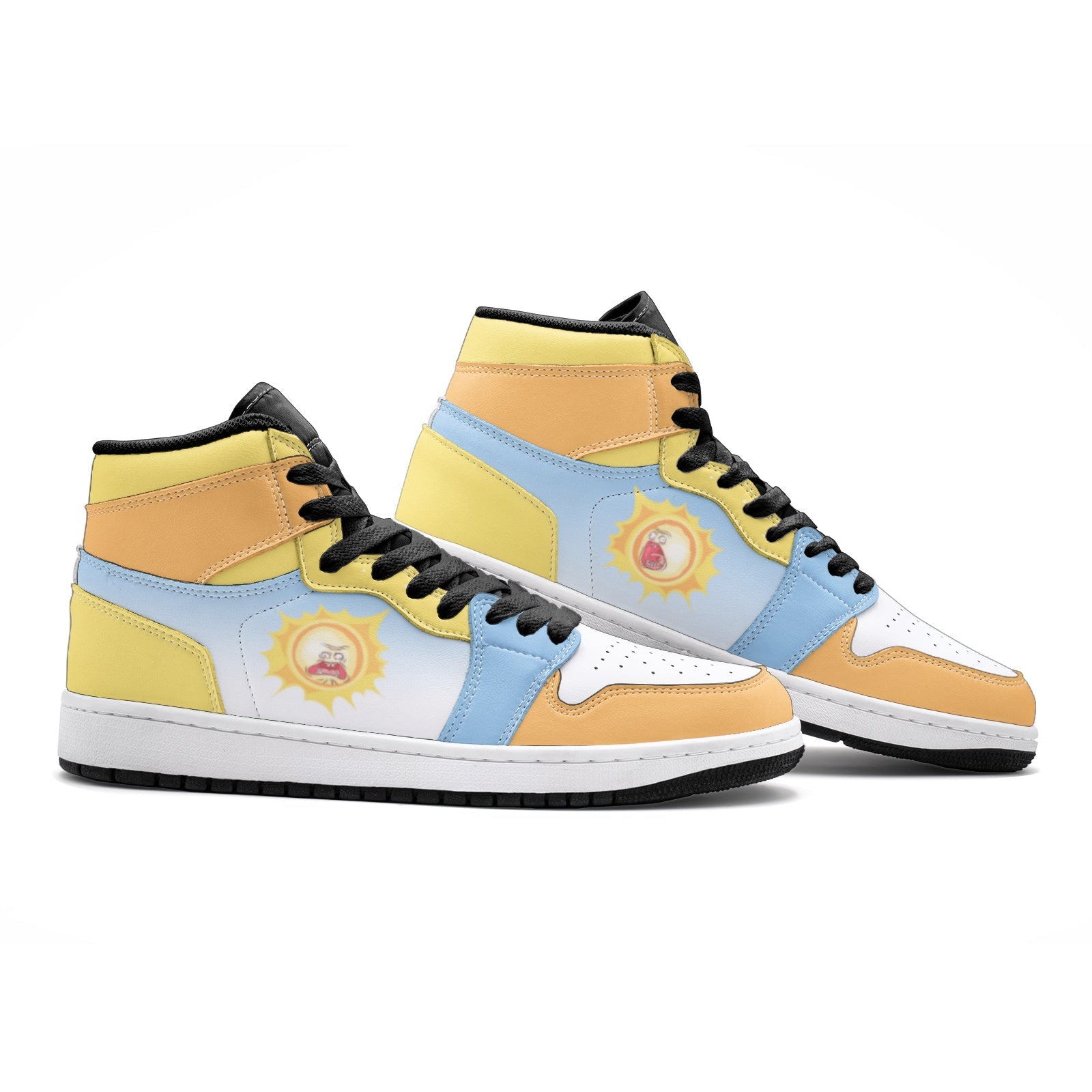 Alternative view of Screaming Sun Rick and Morty Custom Sneaker Mid 1 Basketball Shoes - Otaku Hall
