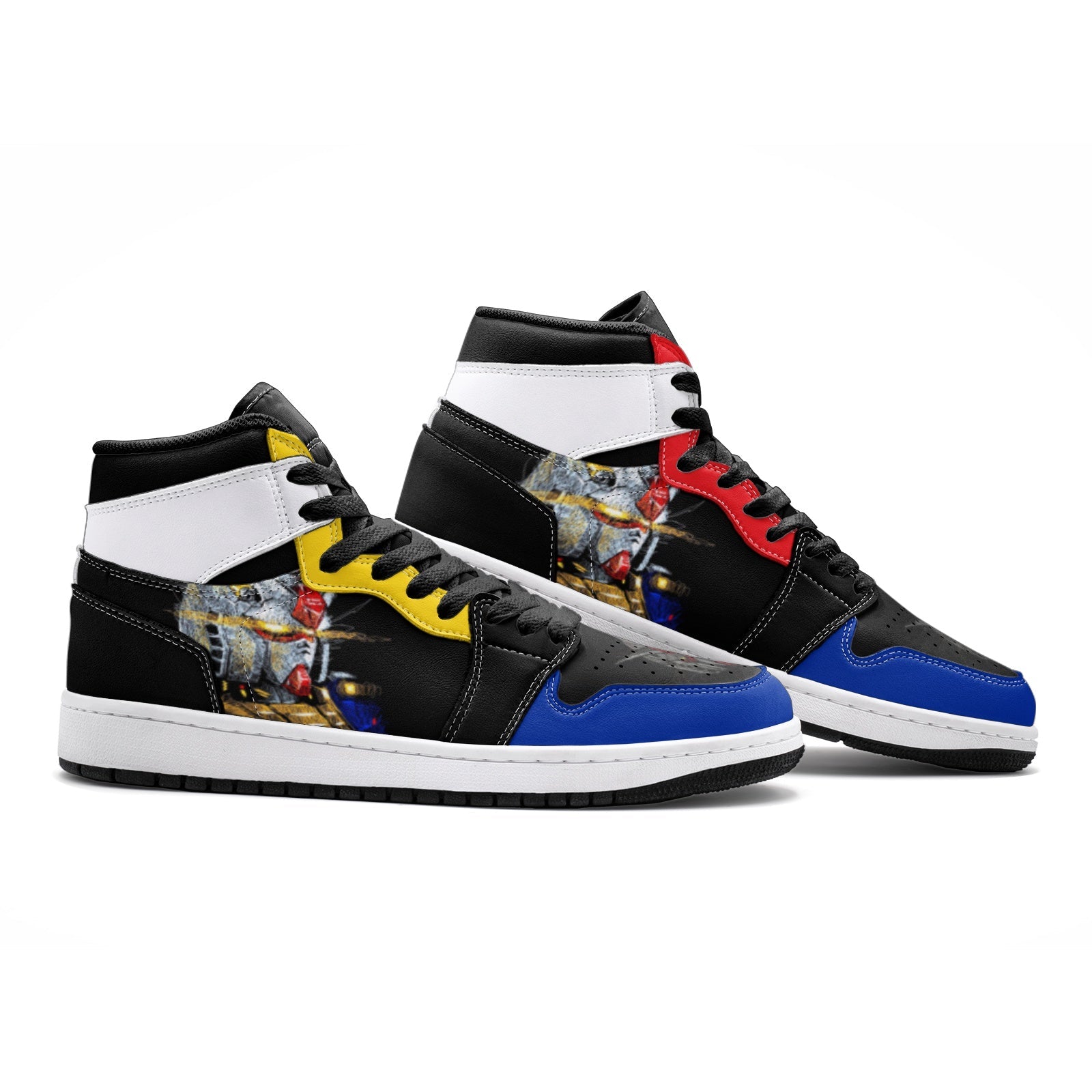 Alternative view of Scribble RX-78 Gundam Custom Sneaker Mid 1 Basketball Shoes - Otaku Hall