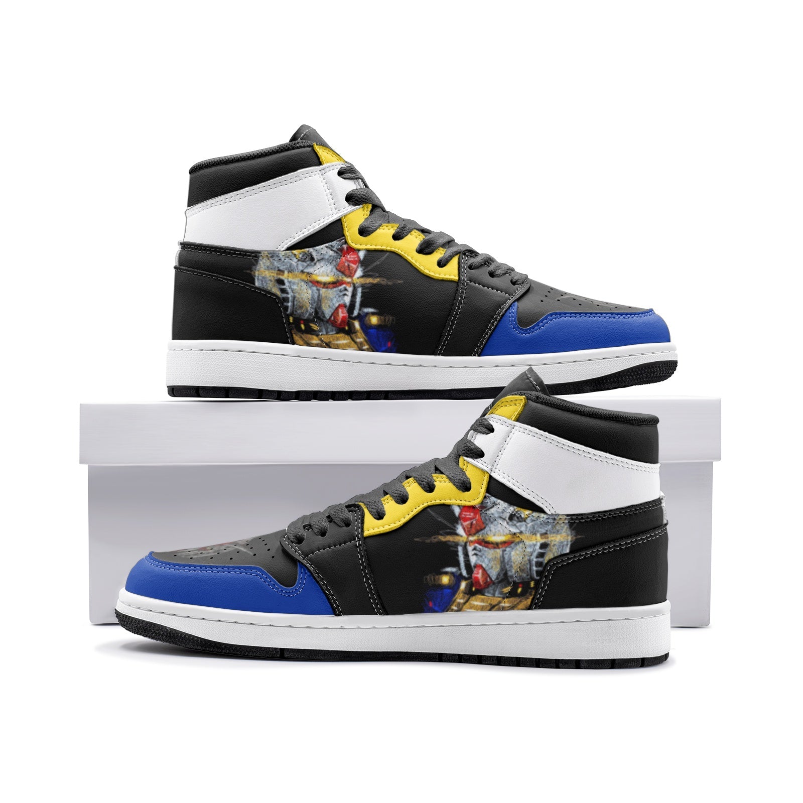 Scribble RX-78 Gundam Custom Sneaker Mid 1 Basketball Shoes - Otaku Hall