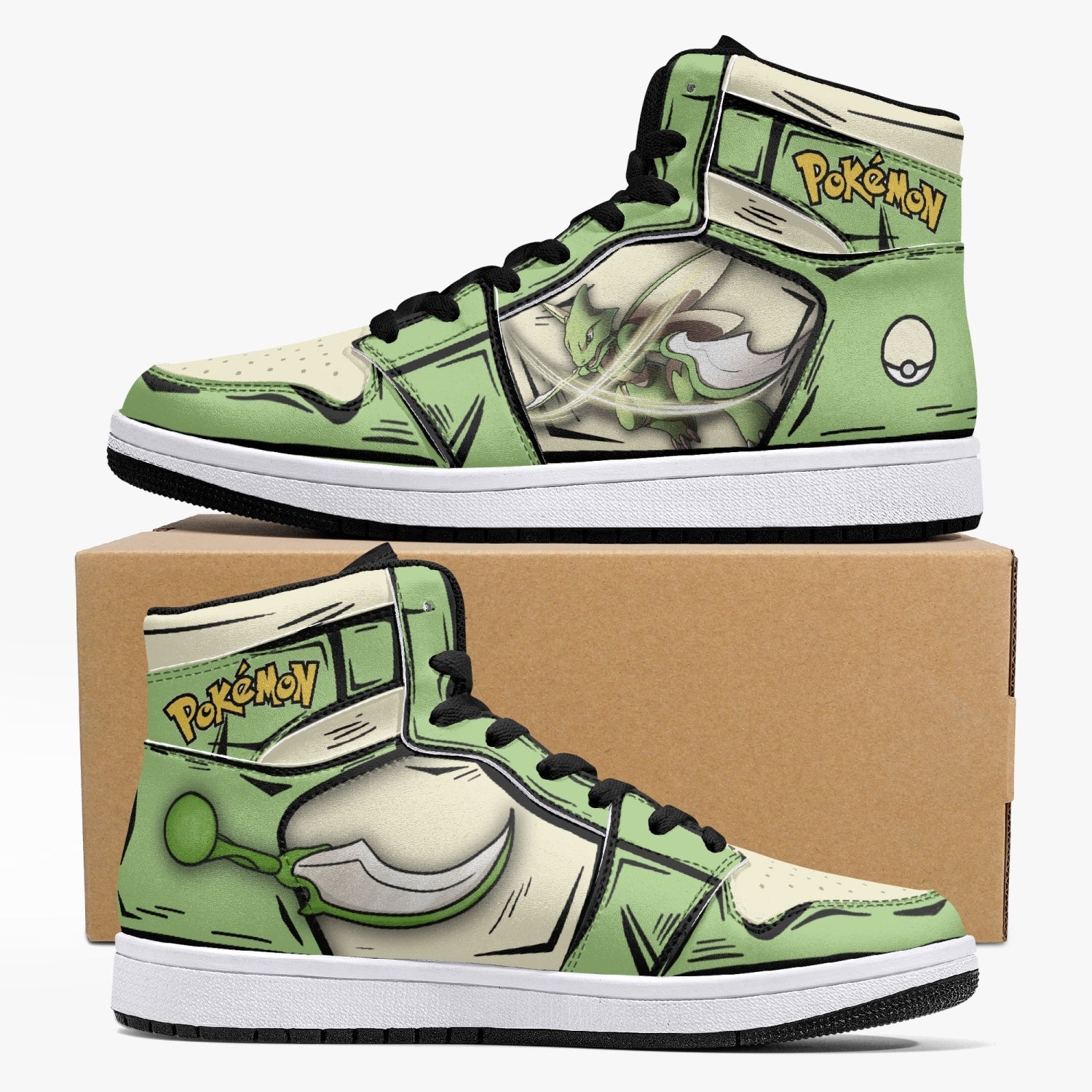 Scyther Pokemon Custom Sneaker Mid 1 Basketball Shoes - Otaku Hall