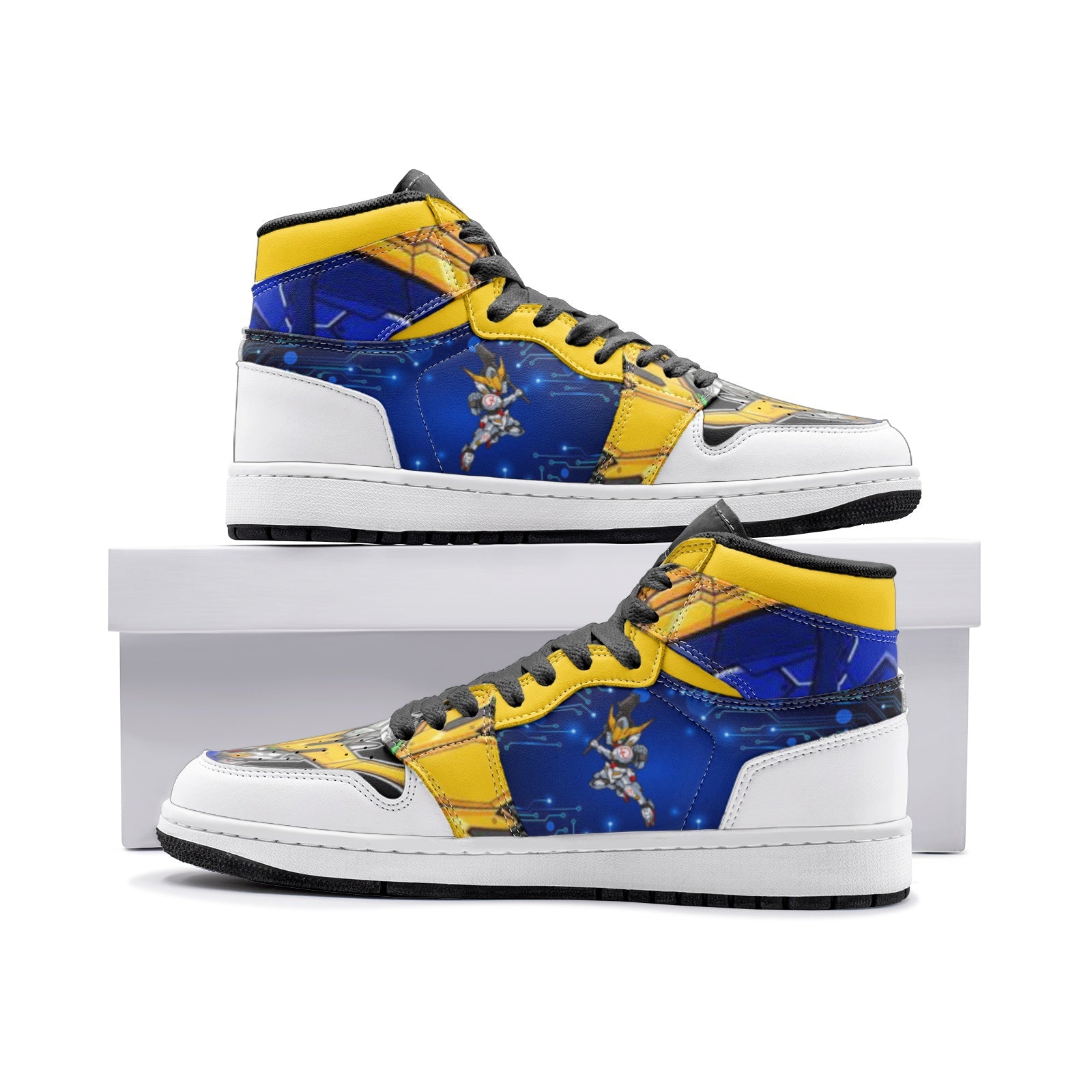 SD Barbatos Gundam Custom Sneaker Mid 1 Basketball Shoes - Otaku Hall