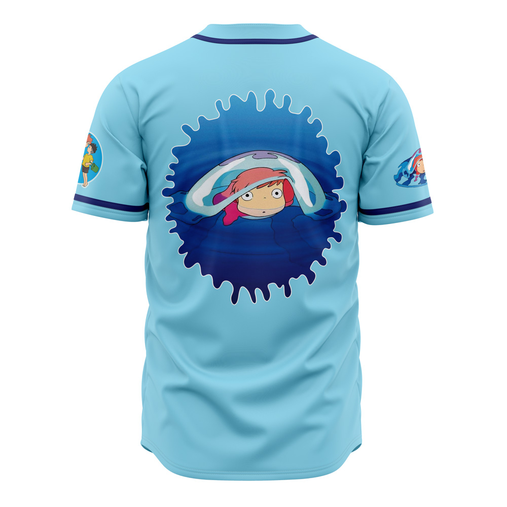 Alternative view of Sea Creatures Ponyo Studio Ghibli Custom Baseball Jersey - Otaku Hall