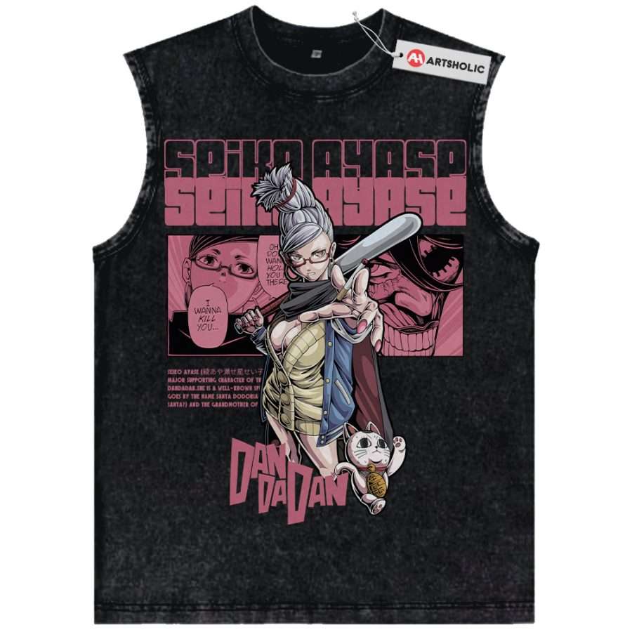 Alternative view of Seiko Ayase Tank Top, Dandadan Tank Top, Anime Tank Top, Vintage Tank Top