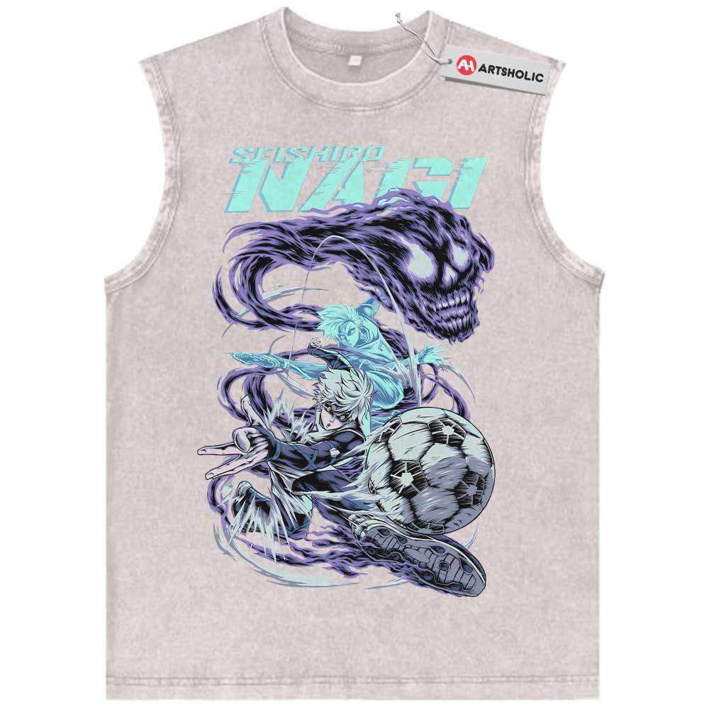 Alternative view of Seishiro Nagi Tank Top, Blue Lock Tank Top, Anime Tank Top, Vintage Tank Top
