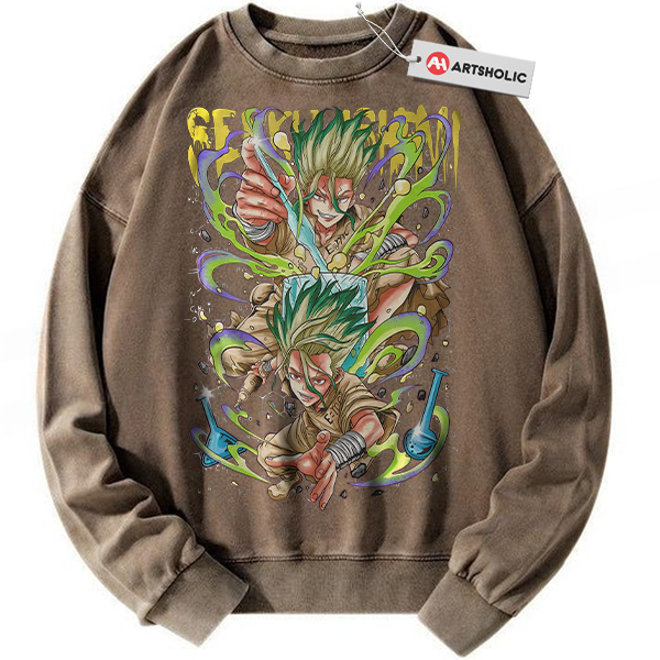 Alternative view of Senku Ishigami Sweatshirt, Dr. Stone Sweatshirt, Anime Sweatshirt, Vintage Sweatshirt