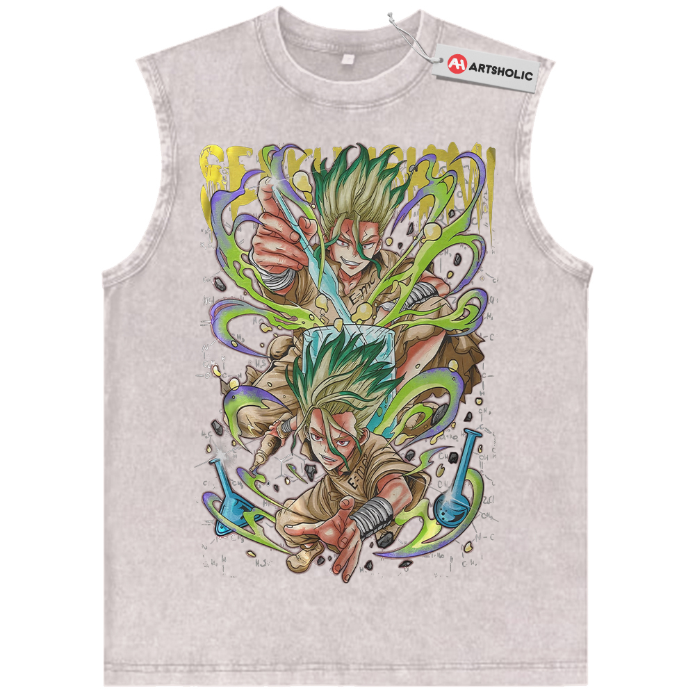 Alternative view of Senku Ishigami Tank Top, Dr. Stone Tank Top, Anime Tank Top, Vintage Tank Top