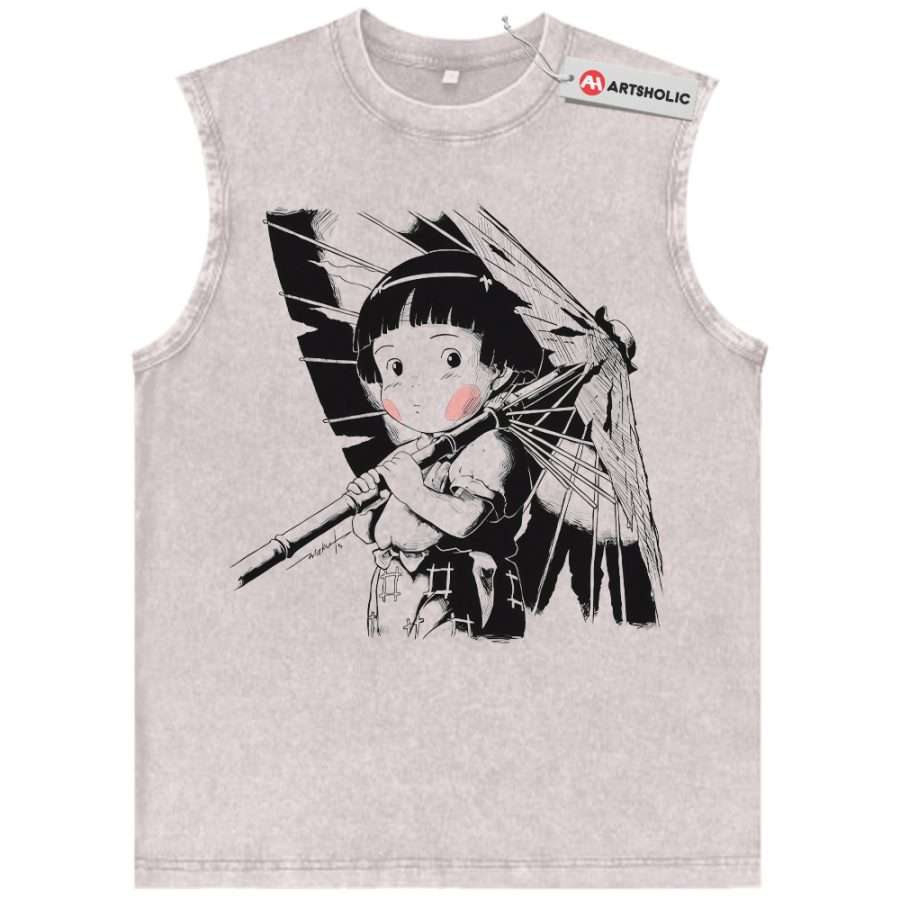 Alternative view of Setsuko Yokokawa Tank Top, Grave of the Fireflies Tank Top, Studio Ghibli Tank Top, Anime Tank Top, Vintage Tank Top