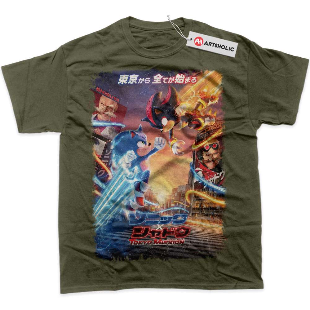 Alternative view of Shadow vs Sonic the Hedgehog Shirt, Animated Shirt, Graphic T-Shirt