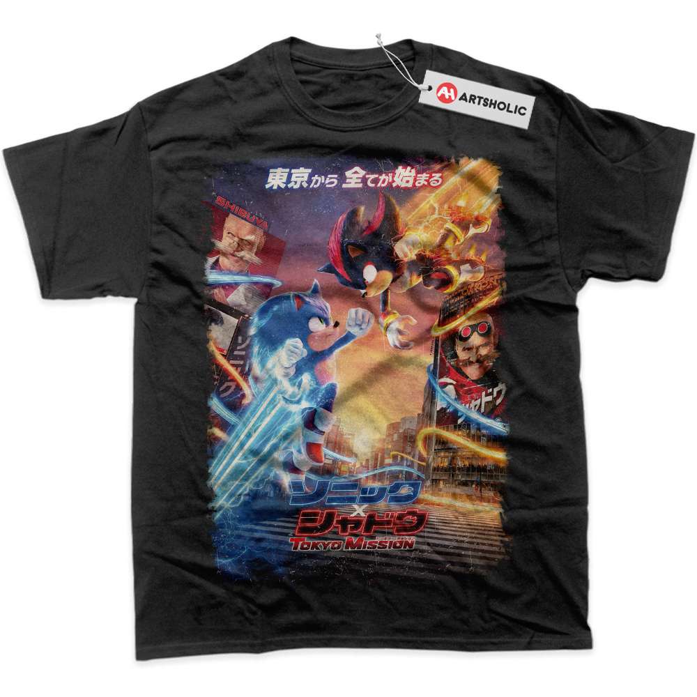 Shadow vs Sonic the Hedgehog Shirt, Animated Shirt, Graphic T-Shirt