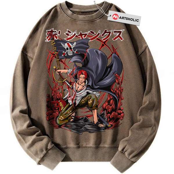 Alternative view of Shanks Sweatshirt, One Piece Sweatshirt, Anime Sweatshirt, Vintage Sweatshirt