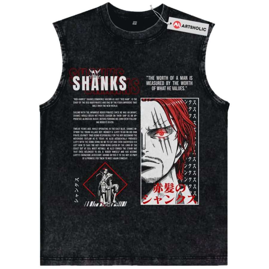 Alternative view of Shanks Tank Top, One Piece Tank Top, Anime Tank Top, Vintage Tank Top