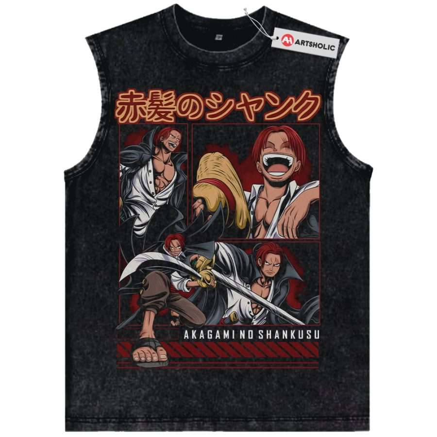 Alternative view of Shanks Tank Top, One Piece Tank Top, Anime Tank Top, Vintage Tank Top