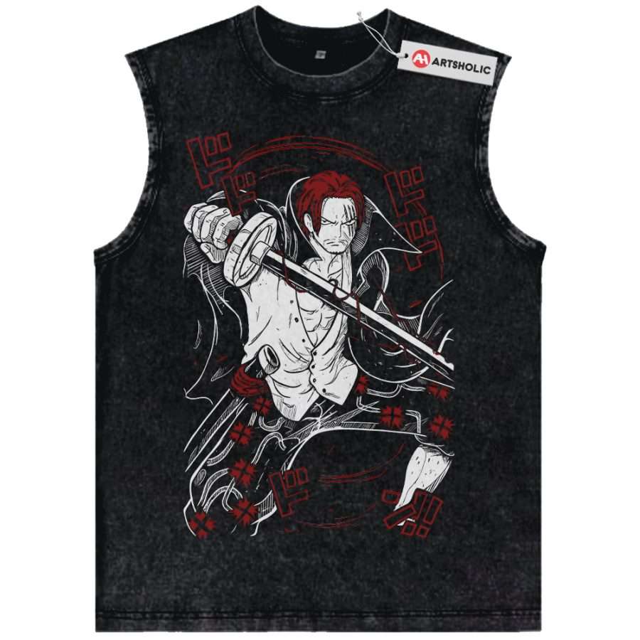Alternative view of Shanks Tank Top, One Piece Tank Top, Anime Tank Top, Vintage Tank Top