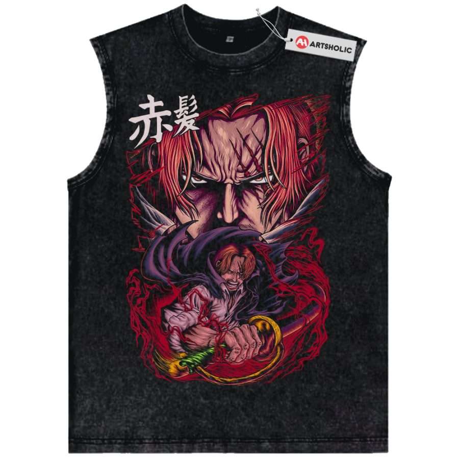 Alternative view of Shanks Tank Top, One Piece Tank Top, Anime Tank Top, Vintage Tank Top
