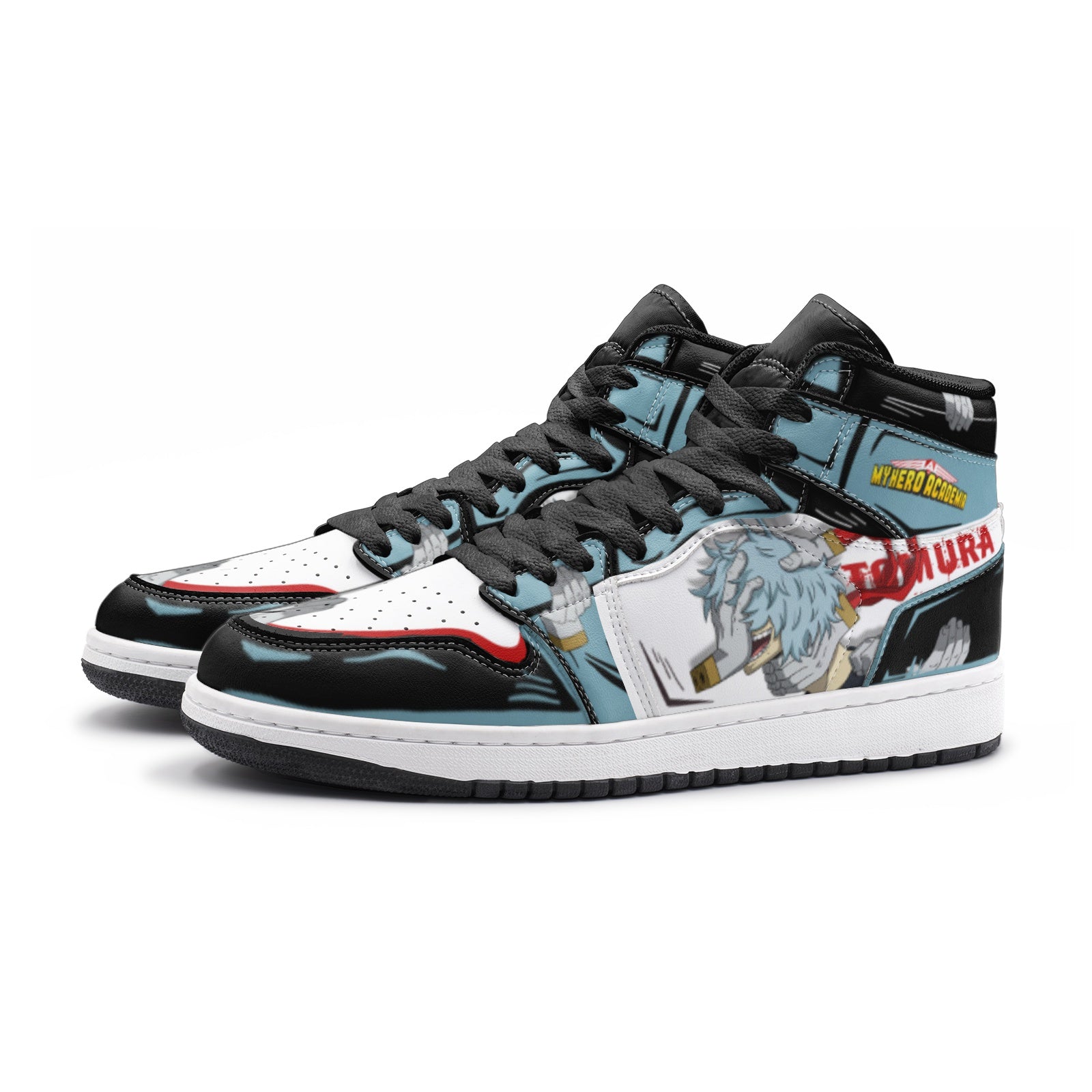 Alternative view of Shigaraki Tomura My Hero Custom Sneaker Mid 1 Basketball Shoes - Otaku Hall