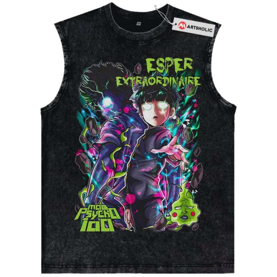 Alternative view of Shigeo Kageyama Tank Top, Mob Psycho 100 Tank Top, Anime Tank Top, Vintage Tank Top