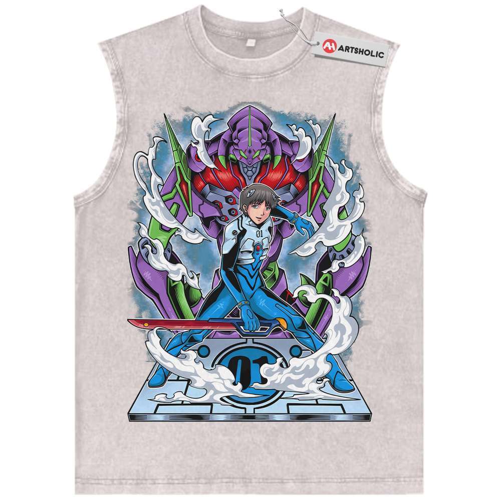 Alternative view of Shinji Ikari Tank Top, Neon Genesis Evangelion Tank Top, Anime Tank Top, Vintage Tank Top