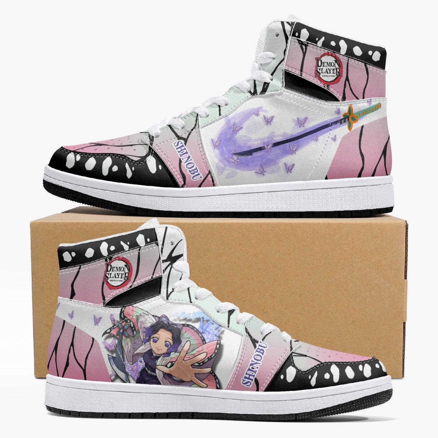 Alternative view of Shinobu Kocho Demon Slayer Custom Sneaker Mid 1 Basketball Shoes - Otaku Hall