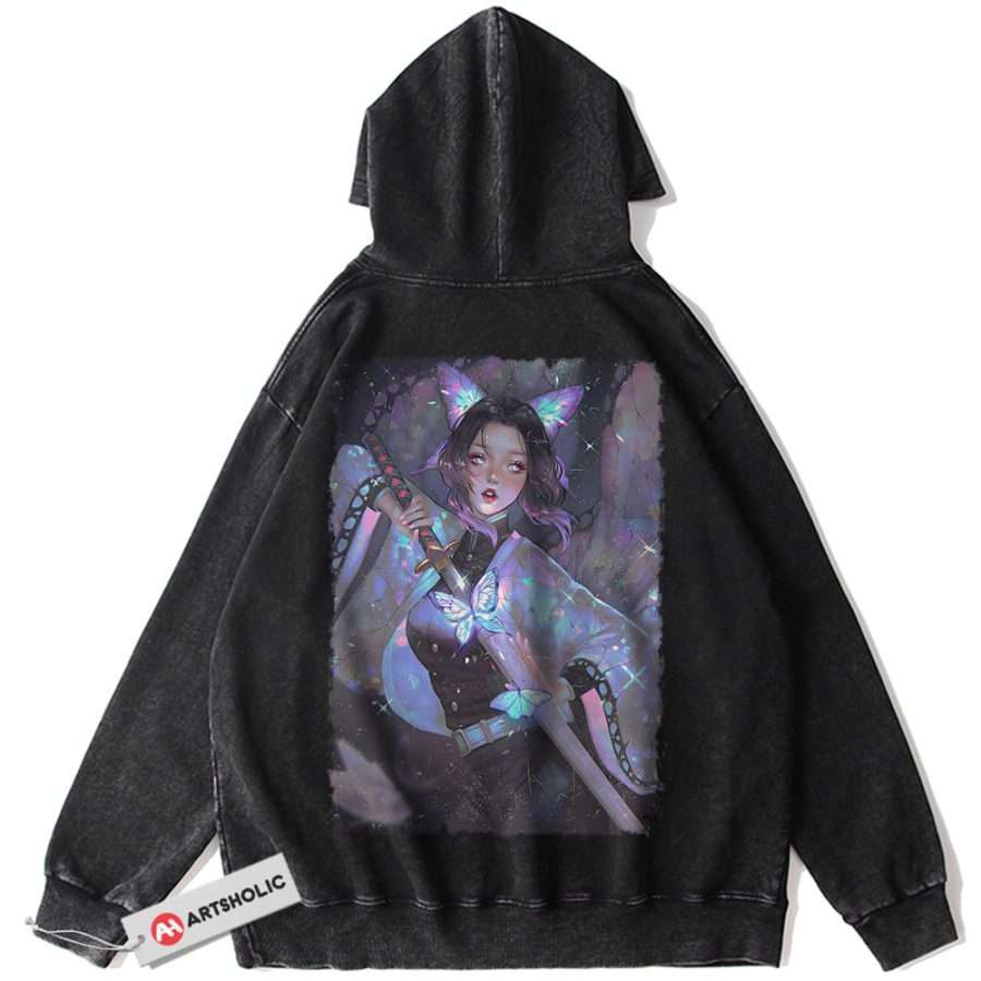 Alternative view of Shinobu Kocho Hoodie, Demon Slayer Hoodie, Anime Hoodie, Vintage Hoodie