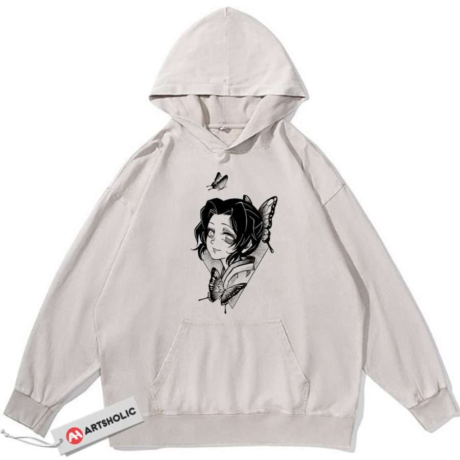 Alternative view of Shinobu Kocho Hoodie, Demon Slayer Hoodie, Anime Hoodie, Vintage Hoodie