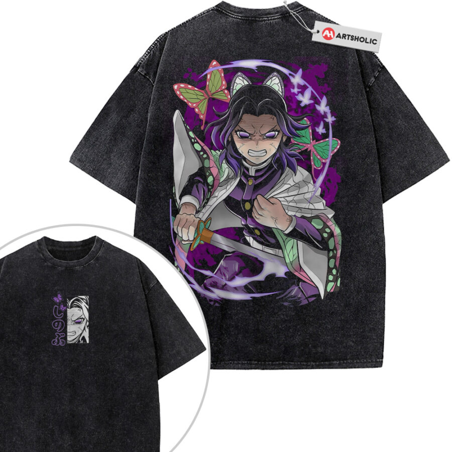 Alternative view of Shinobu Kocho Shirt, Demon Slayer Shirt, Anime Shirt, Vintage T-Shirt 2-Sided