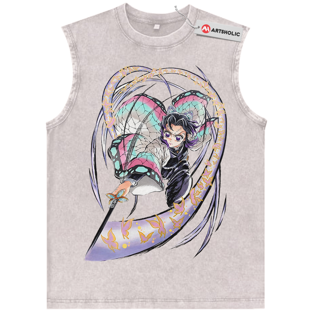 Alternative view of Shinobu Kocho Tank Top, Demon Slayer Tank Top, Anime Tank Top, Vintage Tank Top