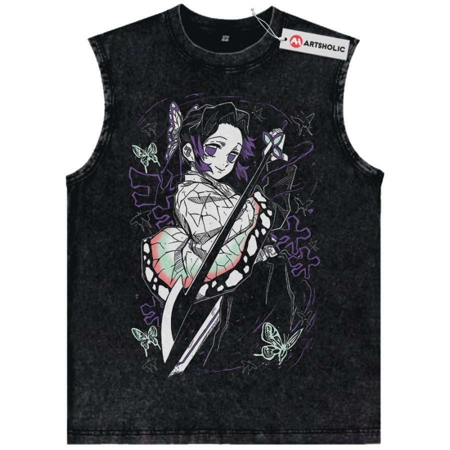 Alternative view of Shinobu Kocho Tank Top, Demon Slayer Tank Top, Anime Tank Top, Vintage Tank Top