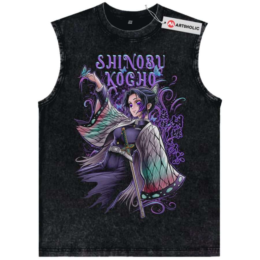 Alternative view of Shinobu Kocho Tank Top, Demon Slayer Tank Top, Anime Tank Top, Vintage Tank Top