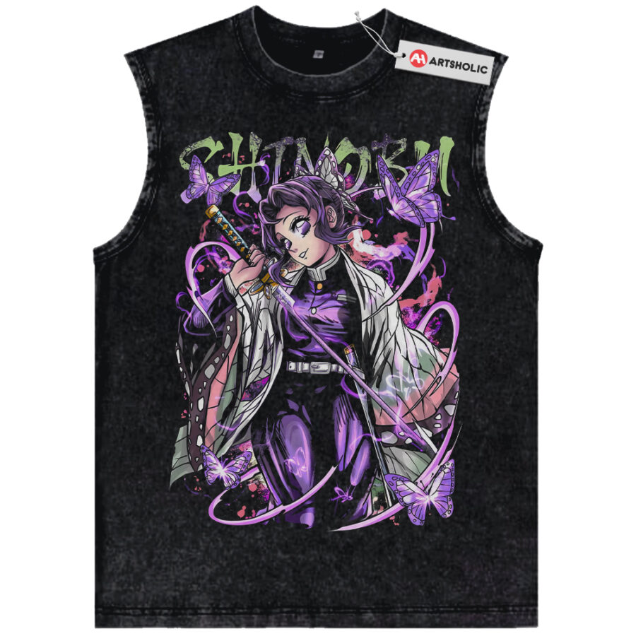 Alternative view of Shinobu Kocho Tank Top, Demon Slayer Tank Top, Anime Tank Top, Vintage Tank Top
