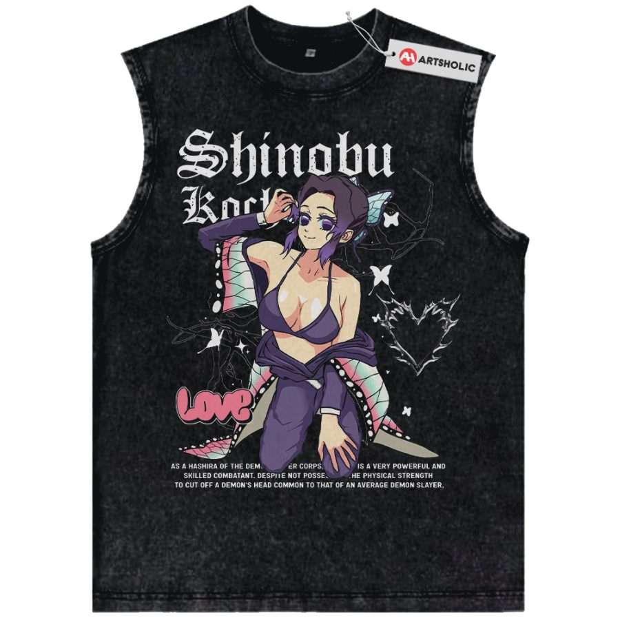 Alternative view of Shinobu Kocho Tank Top, Demon Slayer Tank Top, Anime Tank Top, Vintage Tank Top