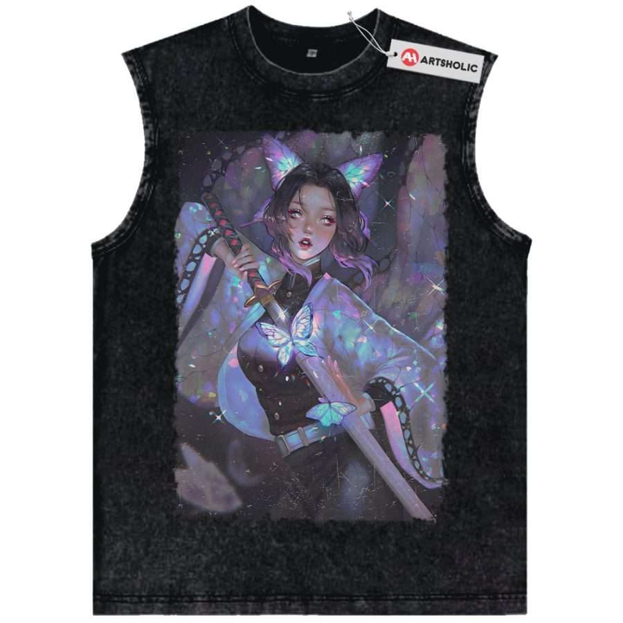 Alternative view of Shinobu Kocho Tank Top, Demon Slayer Tank Top, Anime Tank Top, Vintage Tank Top
