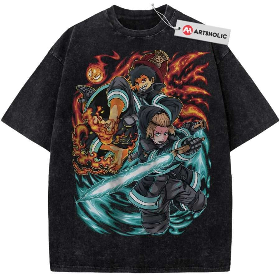 Alternative view of Shinra Kusakabe Shirt, Arthur Boyle Shirt, Fire Force Shirt, Anime Shirt, Vintage T-Shirt
