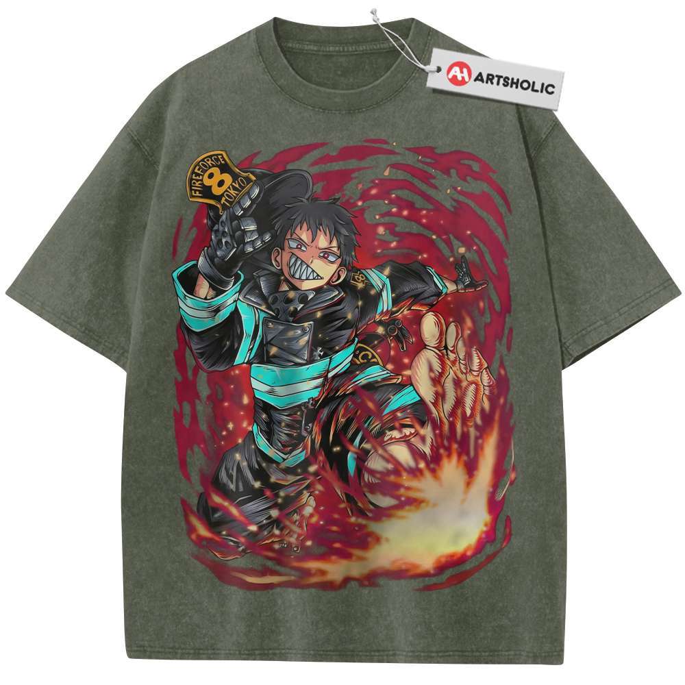 Alternative view of Shinra Kusakabe Shirt, Fire Force Shirt, Anime Shirt, Vintage Tee