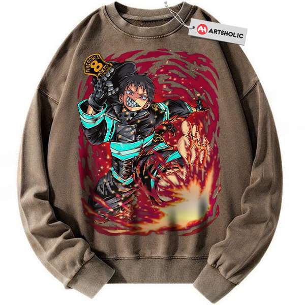 Alternative view of Shinra Kusakabe Sweatshirt, Fire Force Sweatshirt, Anime Sweatshirt, Vintage Sweater