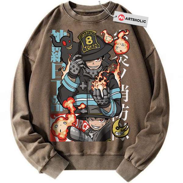 Alternative view of Shinra Kusakabe Sweatshirt, Fire Force Sweatshirt, Anime Sweatshirt, Vintage Sweater