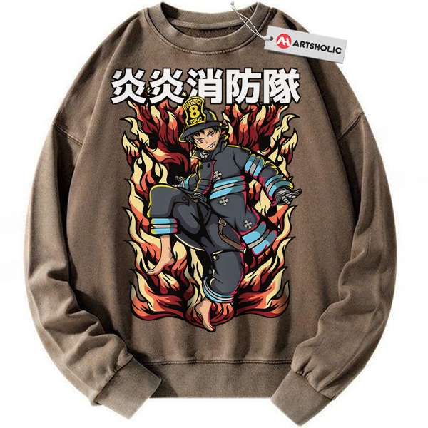 Alternative view of Shinra Kusakabe Sweatshirt, Fire Force Sweatshirt, Anime Sweatshirt, Vintage Sweatshirt