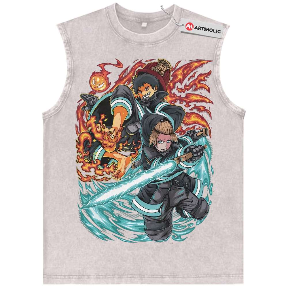 Alternative view of Shinra Kusakabe Tank Top, Arthur Boyle Tank Top, Fire Force Tank Top, Anime Tank Top, Vintage Tank Top