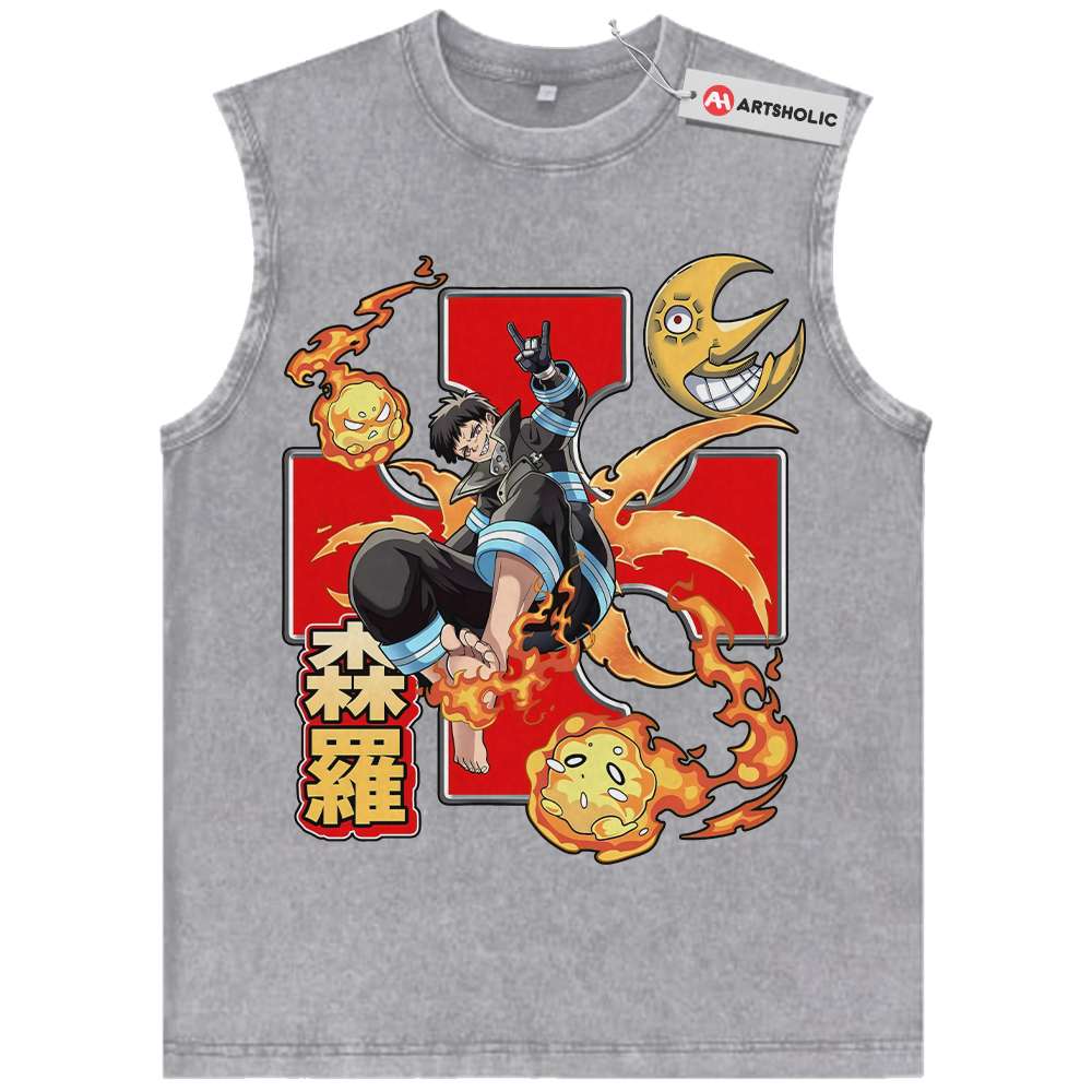 Alternative view of Shinra Kusakabe Tank Top, Arthur Boyle Tank Top, Fire Force Tank Top, Anime Tank Top, Vintage Tank Top