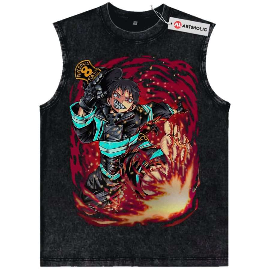 Alternative view of Shinra Kusakabe Tank Top, Fire Force Tank Top, Anime Tank Top, Vintage Tank Top