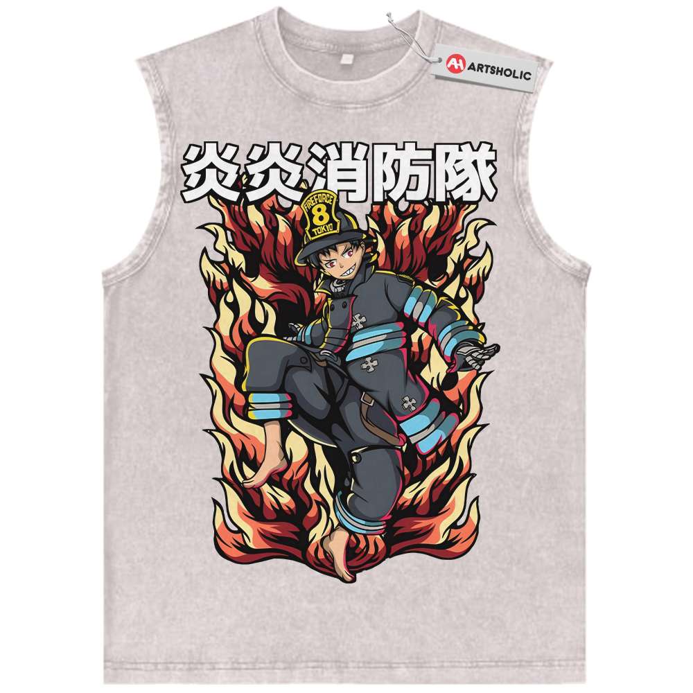 Alternative view of Shinra Kusakabe Tank Top, Fire Force Tank Top, Anime Tank Top, Vintage Tank Top