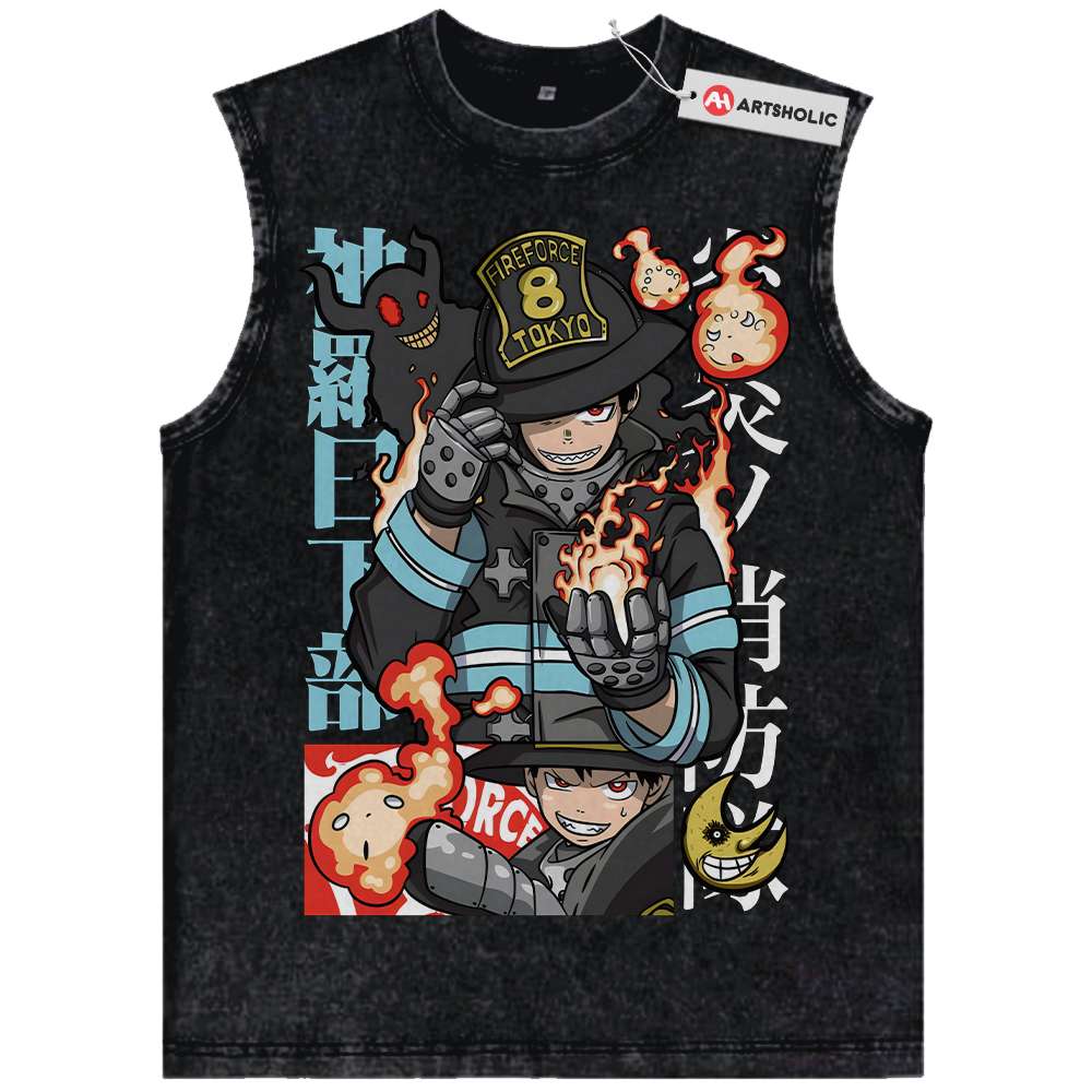 Shinra Kusakabe Tank Top, Fire Force Tank Top, Anime Tank Top, Vintage Tank Top
