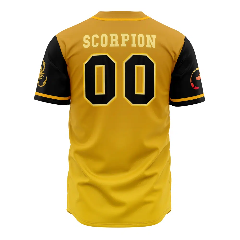 Alternative view of Shirai Ryu Scorpion Mortal Kombat Baseball Jersey