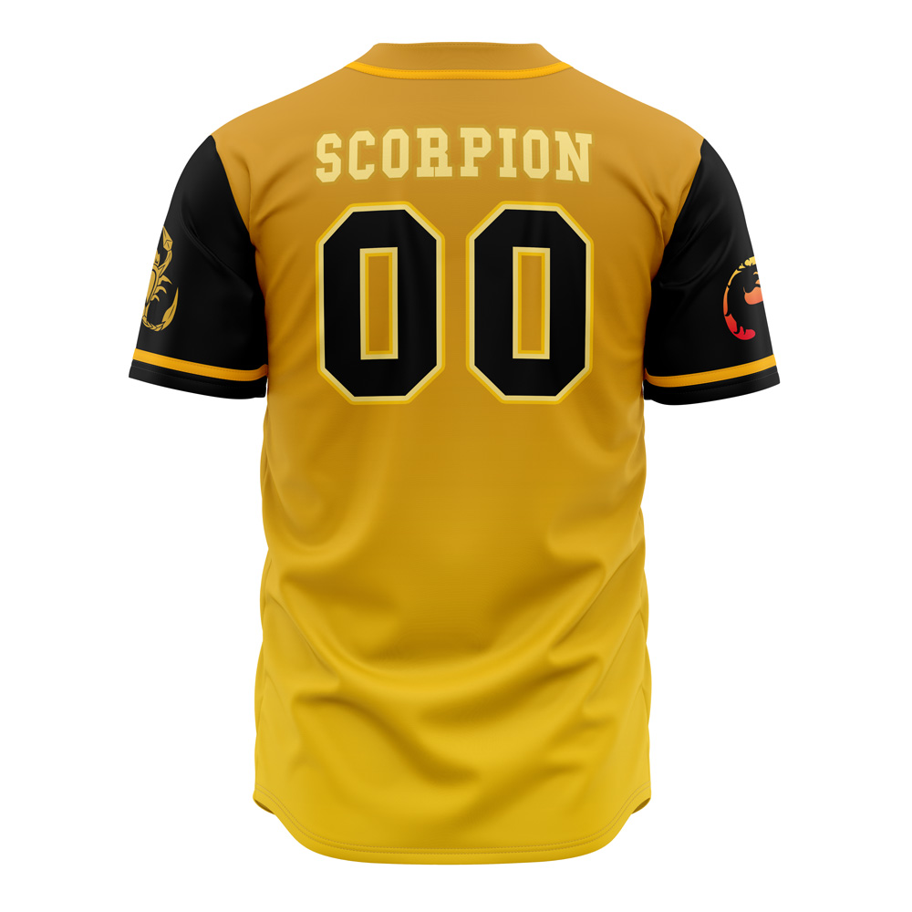 Alternative view of Shirai Ryu Scorpion Mortal Kombat Custom Baseball Jersey - Otaku Hall