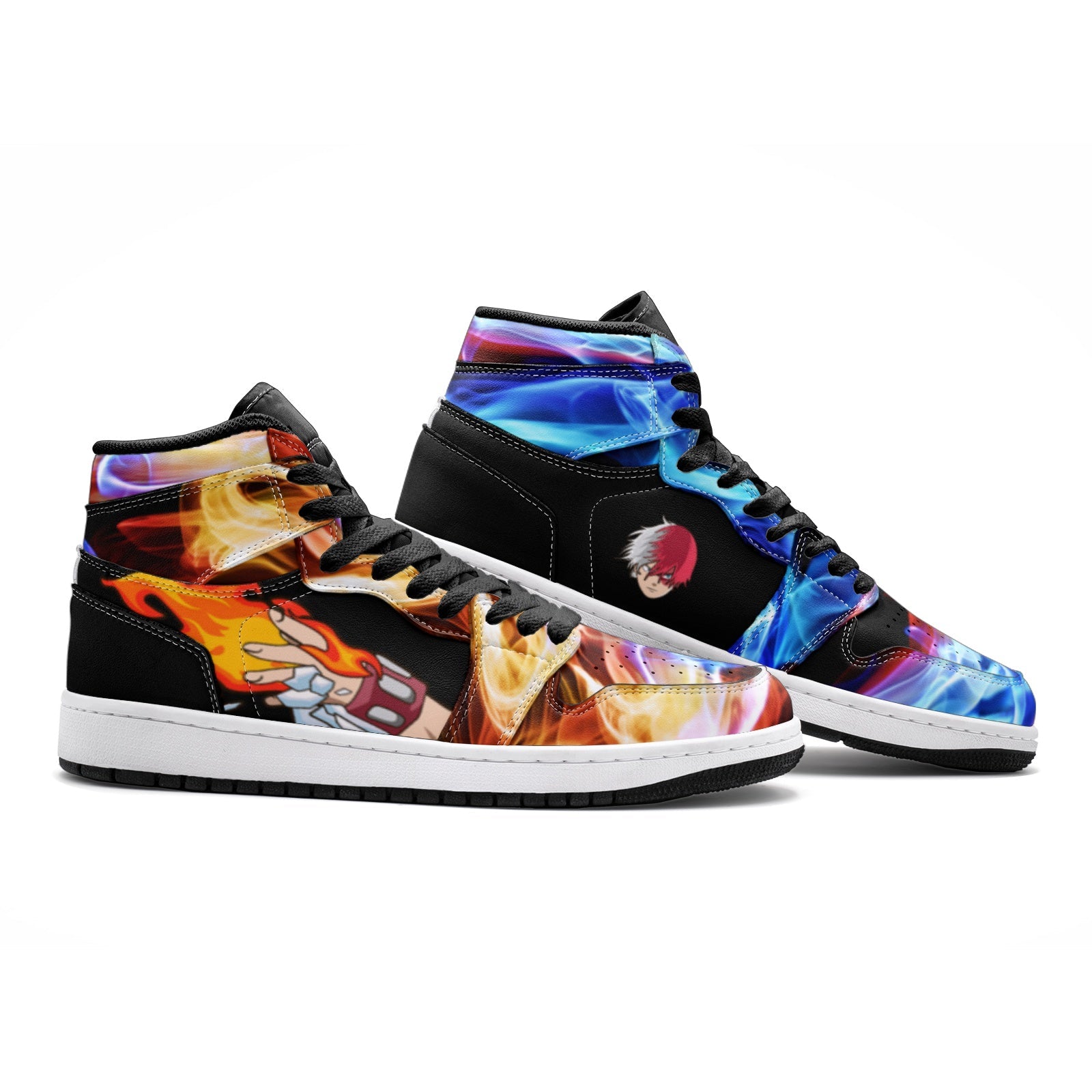 Alternative view of Shoto Todoroki My Hero Academia Custom Sneaker Mid 1 Basketball Shoes - Otaku Hall