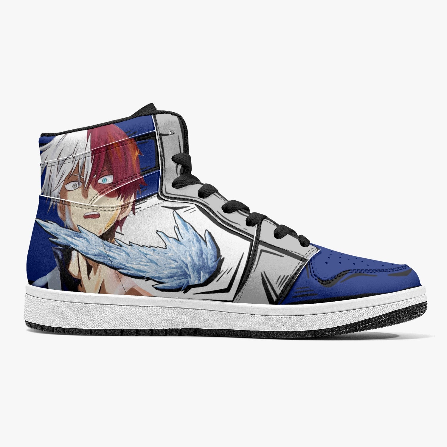 Alternative view of Shoto Todoroki My Hero Custom Sneaker Mid 1 Basketball Shoes - Otaku Hall