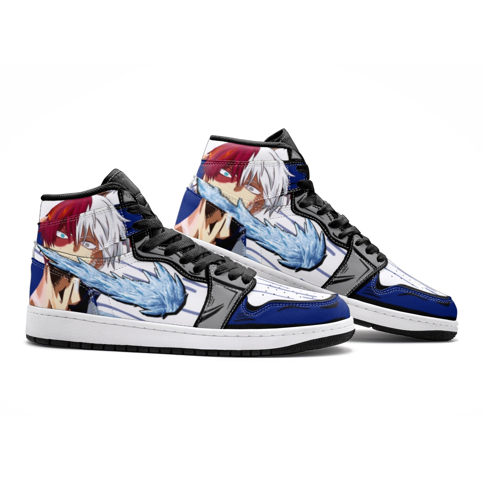 Shoto Todoroki My Hero V3 Custom Sneaker Mid 1 Basketball Shoes - Otaku Hall