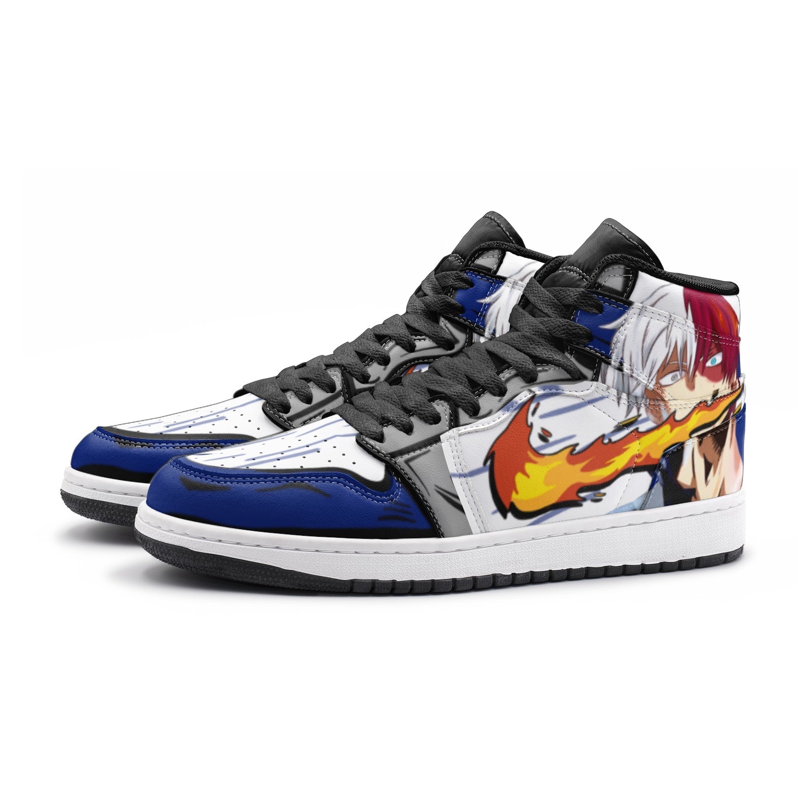 Alternative view of Shoto Todoroki My Hero V3 Custom Sneaker Mid 1 Basketball Shoes - Otaku Hall
