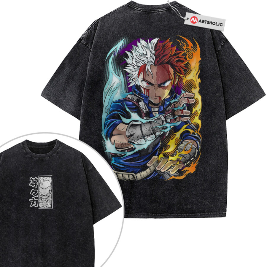 Alternative view of Shoto Todoroki Shirt, MHA Shirt, Anime Shirt, Vintage T-Shirt 2-Sided