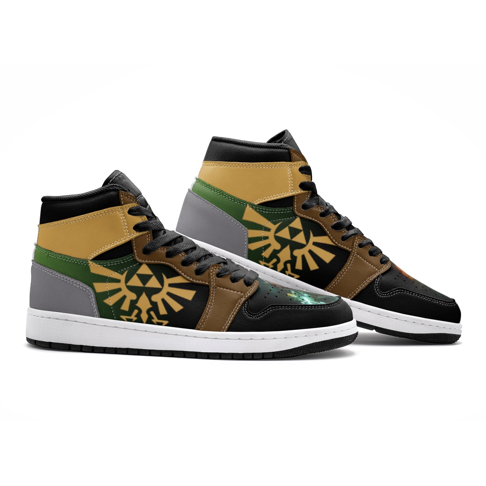 Alternative view of Showdown Battle Zelda Custom Sneaker Mid 1 Basketball Shoes - Otaku Hall